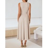 image:imageZESICA Womens Sleeveless Knit Midi Dress Pleated Sweater DressesApricot