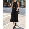 image:imageZESICA Womens Sleeveless Knit Midi Dress Pleated Sweater DressesBlack