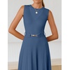 image:imageZESICA Womens Sleeveless Knit Midi Dress Pleated Sweater DressesDustyblue