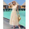 image:imageZESICA Womens Sleeveless V Neck Hollow Out Eyelet A Line Flowy Maxi DressApricot