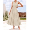 image:imageZESICA Womens Sleeveless V Neck Hollow Out Eyelet A Line Flowy Maxi DressApricot