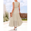 image:imageZESICA Womens Sleeveless V Neck Hollow Out Eyelet A Line Flowy Maxi DressApricot