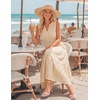 image:imageZESICA Womens Sleeveless V Neck Hollow Out Eyelet A Line Flowy Maxi DressApricot