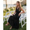 image:imageZESICA Womens Sleeveless V Neck Hollow Out Eyelet A Line Flowy Maxi DressBlack