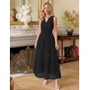 image:imageZESICA Womens Sleeveless V Neck Hollow Out Eyelet A Line Flowy Maxi DressBlack