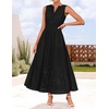 image:imageZESICA Womens Sleeveless V Neck Hollow Out Eyelet A Line Flowy Maxi DressBlack