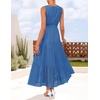 image:imageZESICA Womens Sleeveless V Neck Hollow Out Eyelet A Line Flowy Maxi DressBlue