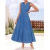 image:imageZESICA Womens Sleeveless V Neck Hollow Out Eyelet A Line Flowy Maxi DressBlue