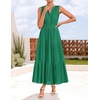 image:imageZESICA Womens Sleeveless V Neck Hollow Out Eyelet A Line Flowy Maxi DressGreen