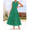 image:imageZESICA Womens Sleeveless V Neck Hollow Out Eyelet A Line Flowy Maxi DressGreen