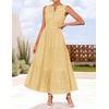 image:imageZESICA Womens Sleeveless V Neck Hollow Out Eyelet A Line Flowy Maxi DressLightyellow