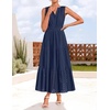 image:imageZESICA Womens Sleeveless V Neck Hollow Out Eyelet A Line Flowy Maxi DressNavy