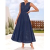 image:imageZESICA Womens Sleeveless V Neck Hollow Out Eyelet A Line Flowy Maxi DressNavy