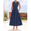 image:imageZESICA Womens Sleeveless V Neck Hollow Out Eyelet A Line Flowy Maxi DressNavy