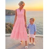 image:imageZESICA Womens Sleeveless V Neck Hollow Out Eyelet A Line Flowy Maxi DressPink