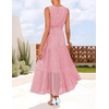 image:imageZESICA Womens Sleeveless V Neck Hollow Out Eyelet A Line Flowy Maxi DressPink