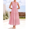 image:imageZESICA Womens Sleeveless V Neck Hollow Out Eyelet A Line Flowy Maxi DressPink