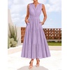 image:imageZESICA Womens Sleeveless V Neck Hollow Out Eyelet A Line Flowy Maxi DressPurple