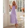 image:imageZESICA Womens Sleeveless V Neck Hollow Out Eyelet A Line Flowy Maxi DressPurple
