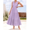 image:imageZESICA Womens Sleeveless V Neck Hollow Out Eyelet A Line Flowy Maxi DressPurple