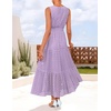 image:imageZESICA Womens Sleeveless V Neck Hollow Out Eyelet A Line Flowy Maxi DressPurple