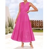 image:imageZESICA Womens Sleeveless V Neck Hollow Out Eyelet A Line Flowy Maxi DressRose
