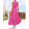 image:imageZESICA Womens Sleeveless V Neck Hollow Out Eyelet A Line Flowy Maxi DressRose