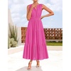 image:imageZESICA Womens Sleeveless V Neck Hollow Out Eyelet A Line Flowy Maxi DressRose