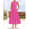 image:imageZESICA Womens Sleeveless V Neck Hollow Out Eyelet A Line Flowy Maxi DressRose