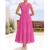 image:imageZESICA Womens Sleeveless V Neck Hollow Out Eyelet A Line Flowy Maxi DressRose