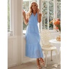 image:imageZESICA Womens Sleeveless V Neck Hollow Out Eyelet A Line Flowy Maxi DressSky