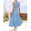 image:imageZESICA Womens Sleeveless V Neck Hollow Out Eyelet A Line Flowy Maxi DressSky