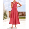 image:imageZESICA Womens Sleeveless V Neck Hollow Out Eyelet A Line Flowy Maxi DressWatermelon