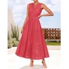 image:imageZESICA Womens Sleeveless V Neck Hollow Out Eyelet A Line Flowy Maxi DressWatermelon