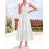 image:imageZESICA Womens Sleeveless V Neck Hollow Out Eyelet A Line Flowy Maxi DressWhite