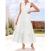 image:imageZESICA Womens Sleeveless V Neck Hollow Out Eyelet A Line Flowy Maxi DressWhite