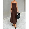 image:imageZESICA Womens Strapless Formal Wedding Guest Midi SundressBrown
