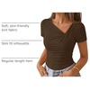 image:imageZESICA Womens Summer Asymmetrical Ruched TShirts Going Out Cute Work TopsCoffee