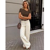 image:imageZESICA Womens Summer Asymmetrical Ruched TShirts Going Out Cute Work TopsCoffee