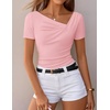 image:imageZESICA Womens Summer Asymmetrical Ruched TShirts Going Out Cute Work TopsPink