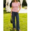 image:imageZESICA Womens Summer Asymmetrical Ruched TShirts Going Out Cute Work TopsPink