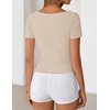 image:imageZESICA Womens Summer Asymmetrical Ruched TShirts Going Out Cute Work TopsSand