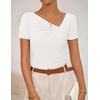 image:imageZESICA Womens Summer Asymmetrical Ruched TShirts Going Out Cute Work TopsWhite
