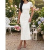 image:imageZESICA Womens Summer Bodycon Wedding Guest Midi DressesWhite