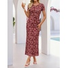 image:imageZESICA Womens Summer Bodycon Wedding Guest Midi DressesWine