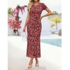 image:imageZESICA Womens Summer Bodycon Wedding Guest Midi DressesWine