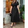 image:imageZESICA Womens Summer Button Down Short Sleeve Midi DressBlack