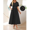 image:imageZESICA Womens Summer Button Down Short Sleeve Midi DressBlack