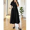 image:imageZESICA Womens Summer Button Down Short Sleeve Midi DressBlack