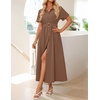 image:imageZESICA Womens Summer Button Down Short Sleeve Midi DressCoffee